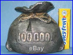 $100,000 Money Bag Cast Iron Old Bank Guaranteed Old & Authentic Sale CI 625
