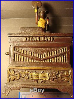 100% Original Organ Grinder Monkey Bank Kyser Rex 1882 Cast Iron Mechanical