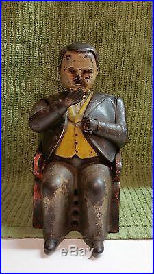 142 Year Old VINTAGE TAMMANY CAST IRON MECHANICAL BANK Working Condition