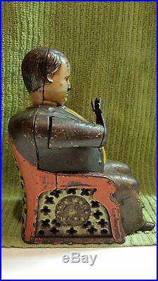 142 Year Old VINTAGE TAMMANY CAST IRON MECHANICAL BANK Working Condition