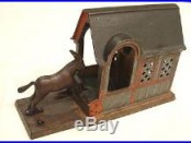 1800s KICKING MULE CAST IRON MECHANICAL BANK ALL ORIGINAL WITH COIN DOOR WORKS