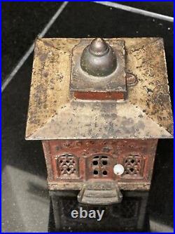 1869 J&E Stevens Cast Iron HALL'S EXCELSIOR Mechanical BANK with Original Paint