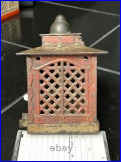 1869 J&E Stevens Cast Iron HALL'S EXCELSIOR Mechanical BANK with Original Paint