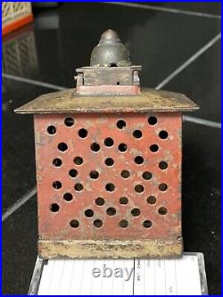 1869 J&E Stevens Cast Iron HALL'S EXCELSIOR Mechanical BANK with Original Paint