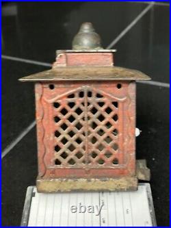 1869 J&E Stevens Cast Iron HALL'S EXCELSIOR Mechanical BANK with Original Paint