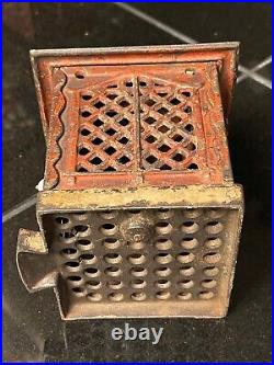 1869 J&E Stevens Cast Iron HALL'S EXCELSIOR Mechanical BANK with Original Paint