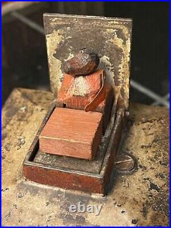 1869 J&E Stevens Cast Iron HALL'S EXCELSIOR Mechanical BANK with Original Paint