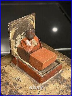 1869 J&E Stevens Cast Iron HALL'S EXCELSIOR Mechanical BANK with Original Paint