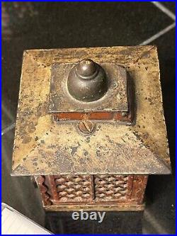 1869 J&E Stevens Cast Iron HALL'S EXCELSIOR Mechanical BANK with Original Paint