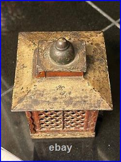 1869 J&E Stevens Cast Iron HALL'S EXCELSIOR Mechanical BANK with Original Paint