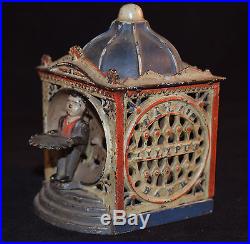1875 J&e Stevens Halls Liliput Mechanical Bank Antique Cast Iron Toy Great Color