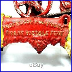 1875 Patent Stevens Co J& E Cast Iron Bank Professor Pug Frog Great Bicycle