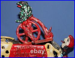 1875 Patent Stevens Co J& E Cast Iron Bank Professor Pug Frog Great Bicycle Feat
