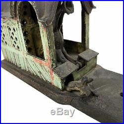 1880 Antique Mechanical Cast Iron Bank Donkey Mule Entering Barn