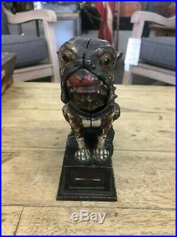 1880 Bull Dog Antique Original J&E Stevens Cast Iron Mechanical Bank