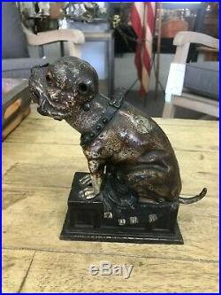 1880 Bull Dog Antique Original J&E Stevens Cast Iron Mechanical Bank