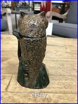 1880 Owl Turns Head Antique Original J&E Stevens Cast Iron Mechanical Bank
