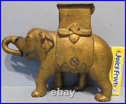 1880's CAST IRON MECHANICAL ELEPHANT BANK GUARANTEED OLD & AUTHENTIC SALE B75