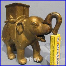 1880's CAST IRON MECHANICAL ELEPHANT BANK GUARANTEED OLD & AUTHENTIC SALE B75