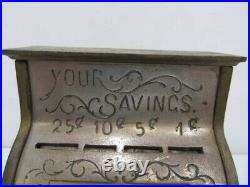 1880s National Cash Register YOUR SAVINGS cast iron toy bank