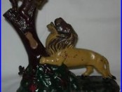 1883 KYSER & REX CAST IRON LION & TWO MONKEYS (TALL TREE) MECH. BANK with KEY