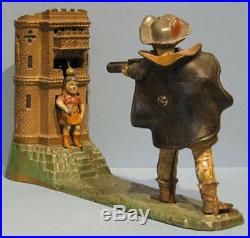 1885 Authentic Old William Tell Mechanical Bank Cast Iron Near Mint On Sale