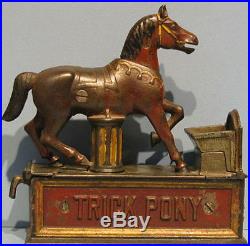 1885 Guaranteed Authentic Old Trick Pony Cast Iron Mechanical Bank Sale Bk790