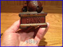 1885 ORIGINALCAST IRON SPEAKING DOG MECHANICAL BANK Victorian Childs Toy