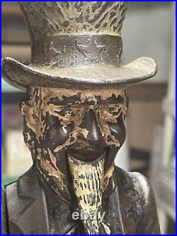 1886 CAST IRON MECHANICAL BANK UNCLE SAM Selling For Parts See Description