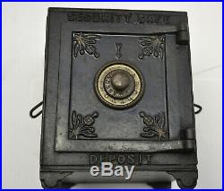1887 Cast Iron Security Safe Deposit Safe 6 Toy Bank Working Combination Lock
