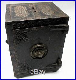 1887 Kyser & Rex Cast Iron Security Safe Deposit Still Bank with Drawers Interior