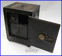 1887 Kyser & Rex Cast Iron Security Safe Deposit Still Bank with Drawers Interior