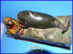 1890 Antique Shepard Cast Iron Jonah and the Whale Mechanical Bank