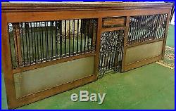 1890's B. Trepte Iron Works Bank Teller Windows (A Pair) Solid Oak by B. Trepte