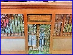 1890's B. Trepte Iron Works Bank Teller Windows (A Pair) Solid Oak by B. Trepte