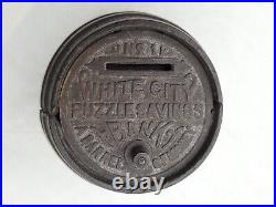 1894 Advertising Bank #1 White City Puzzle Savings Cast Barrel Of Money Chicago