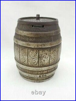 1894 Rare White City Puzzle Savings Cast Barrel Of Money Bank Chicago Nicol & Co