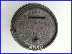 1894 Rare White City Puzzle Savings Cast Barrel Of Money Bank Chicago Nicol & Co