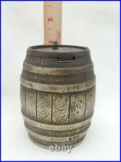 1894 Rare White City Puzzle Savings Cast Barrel Of Money Bank Chicago Nicol & Co