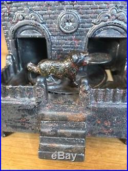 1895 Antique Cast Iron Dog On Turntable Mechanical Bank Toy by H. L. Judd