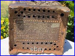 1897 Antique Cast Iron J & E Stevens Co Burglar Proof House Safe Coin Still BanK
