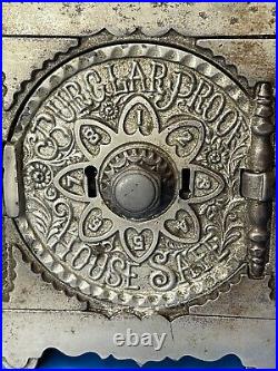 1897 J. E. STEVENS KEY COMBINATION SAFE #40 Burglar Safe House Cast Iron BANK