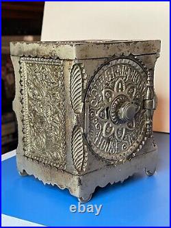 1897 J. E. STEVENS KEY COMBINATION SAFE #40 Burglar Safe House Cast Iron BANK