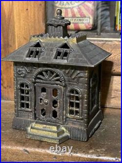 1900'S KENTON Old Vintage Cast Iron Metal State Bank WITH KEY