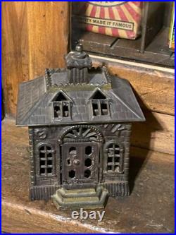 1900'S KENTON Old Vintage Cast Iron Metal State Bank WITH KEY