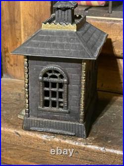 1900'S KENTON Old Vintage Cast Iron Metal State Bank WITH KEY