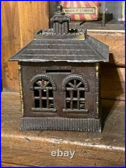 1900'S KENTON Old Vintage Cast Iron Metal State Bank WITH KEY