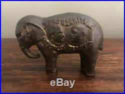 1900 William McKinley Teddy Roosevelt Campaign Elephant Cast Iron Still Bank