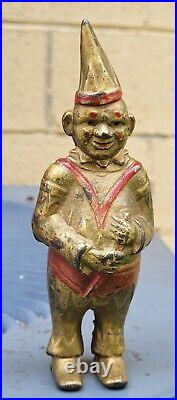 1908 Original Paint WILLIAMS Cast Iron CIRCUS CLOWN Penny Still Coin Bank Toy