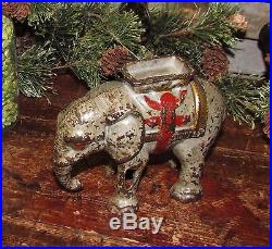 1910 Antique Vtg Hubley Elephant with Howdah Cast Iron Still Penny Bank Gift Idea